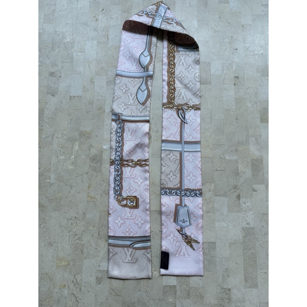 Louis Vuitton Bandeau Denigram Confidential 100% Silk Scarf Pink Auth - Picture 5 of 10